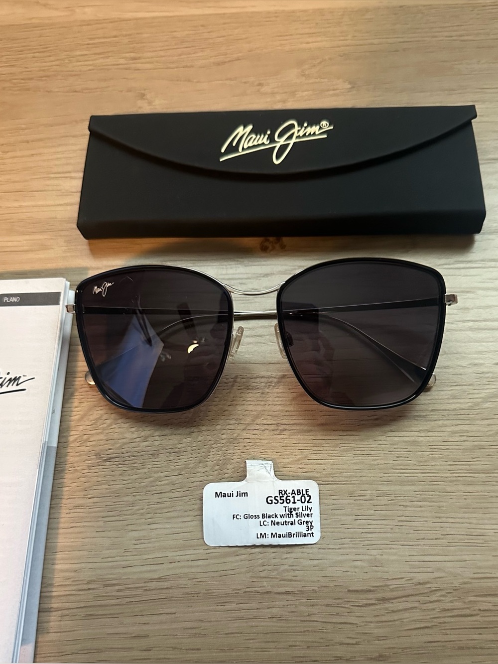 Maui Jim Tiger Lily GS561-02 Polarized Sunglasses Black Silver NEW Case